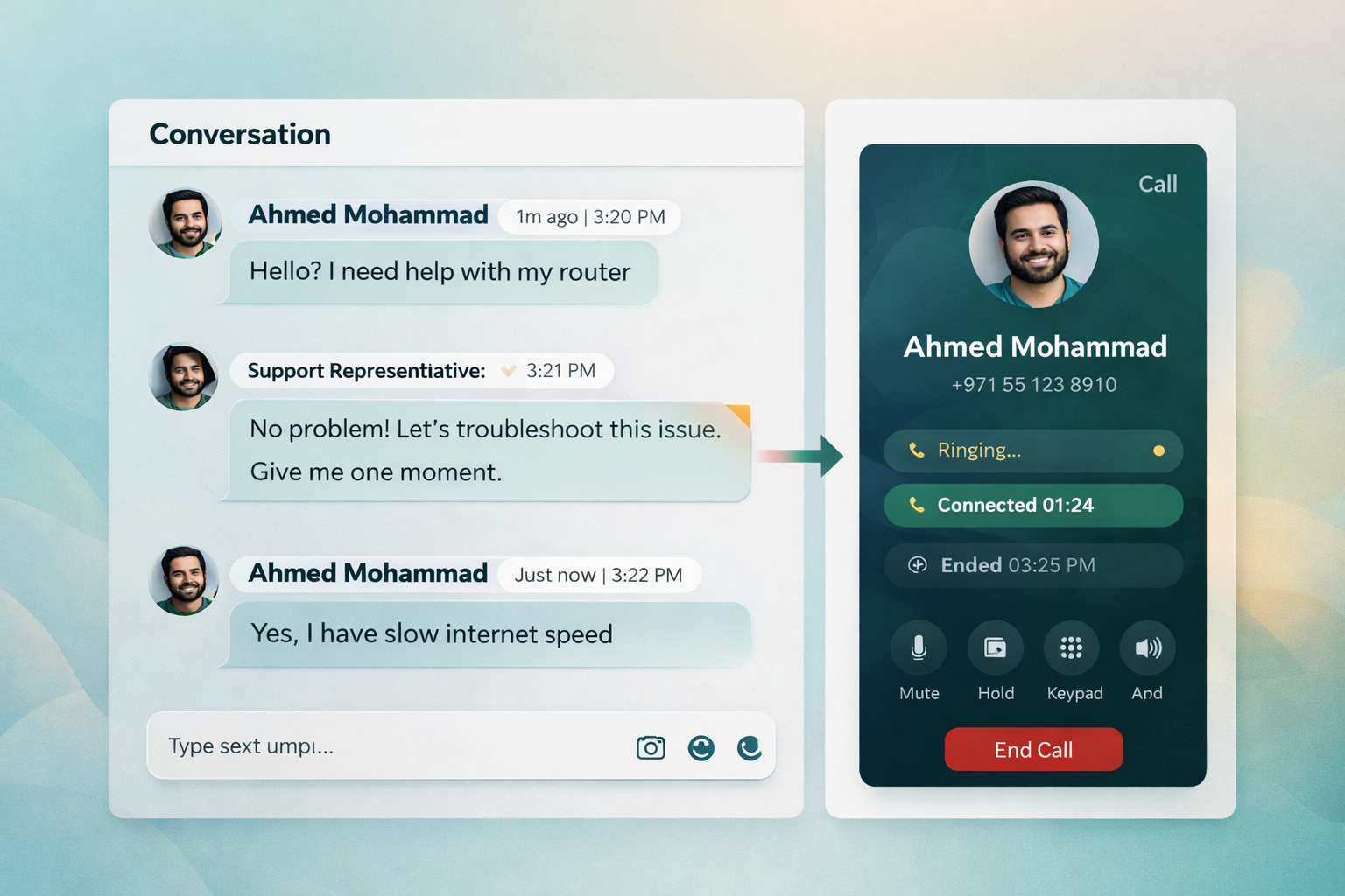 Voice dialer integration in workspace